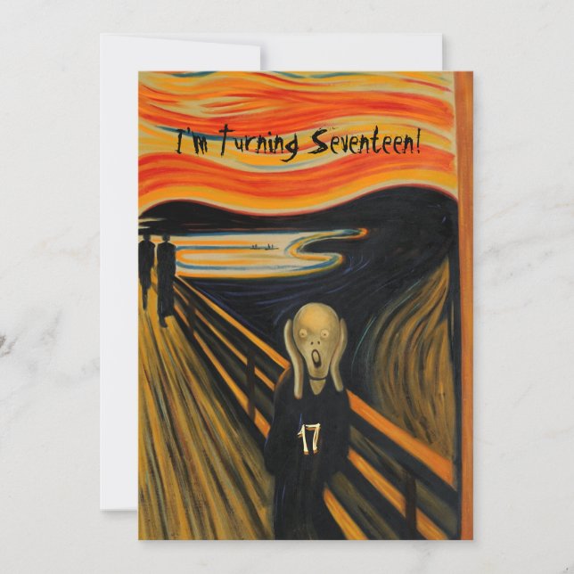 The Scream - Funny 17th Birthday Invitation (Front)