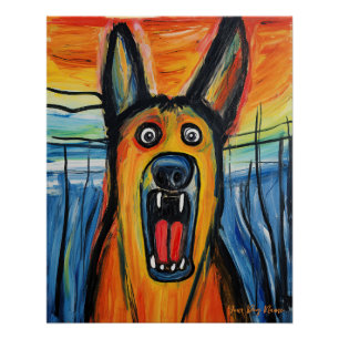 The Scream - German Shepherd Dog 001 - Pall Munch Poster