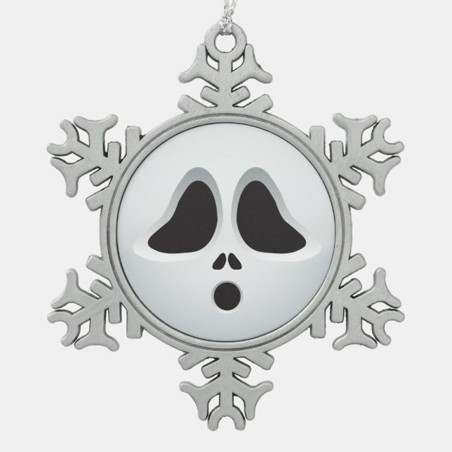 The scream Halloween Emoji Snowflake Pewter Christmas Ornament (Front)
