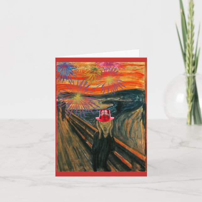 The Scream, Happy New Year, Fine Art by Munch Holiday Card (Front)