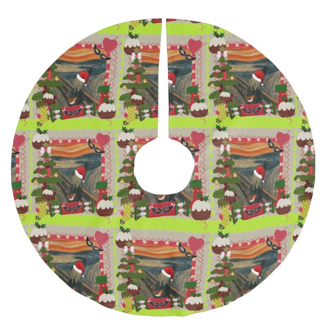 the scream ugly christmas xmas tree skirt (Front)