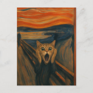 The Screaming Cat Parody Classic Art Funny Postcard