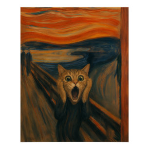 The Screaming Cat Parody Classic Art Funny Poster