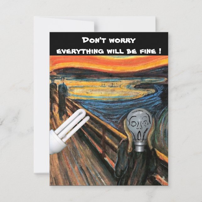 The Screaming Lightbulb Don't Worry Blank Card (Front)