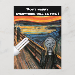 The Screaming Lightbulb Don't Worry Postcard