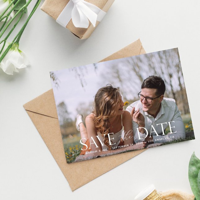 The Script H Modern Photo Save the Date Invitation (Creator Uploaded)