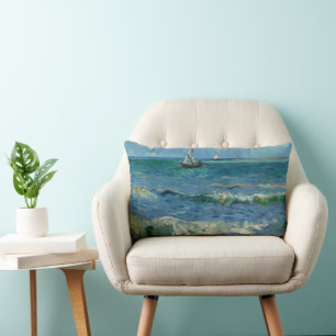 The Sea at Les Saintes Maries de la Mer Van Gogh Lumbar Pillow