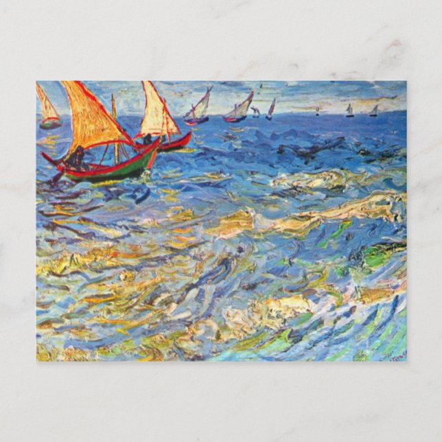 The sea at Saintes-Maries by Vincent van Gogh Postcard (Front)