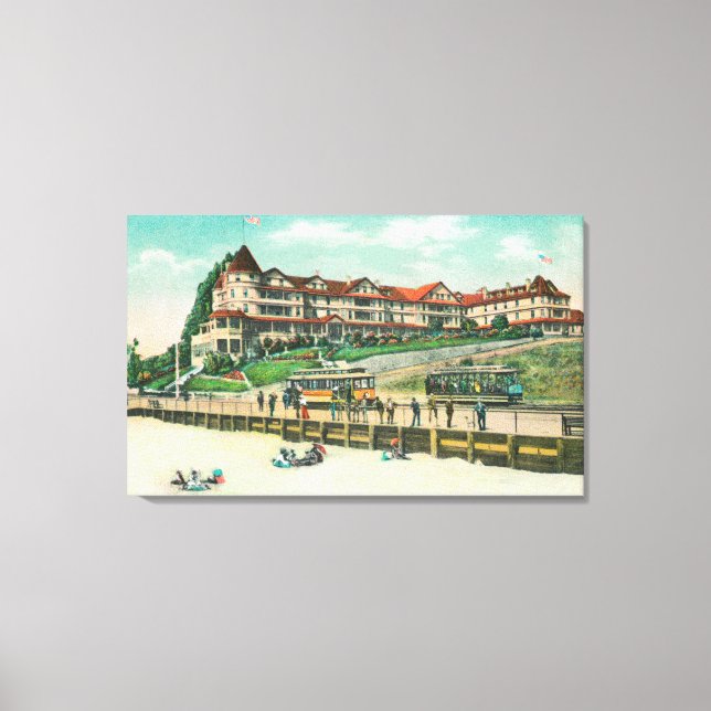 The Sea Beach Hotel from the Beach Canvas Print (Front)