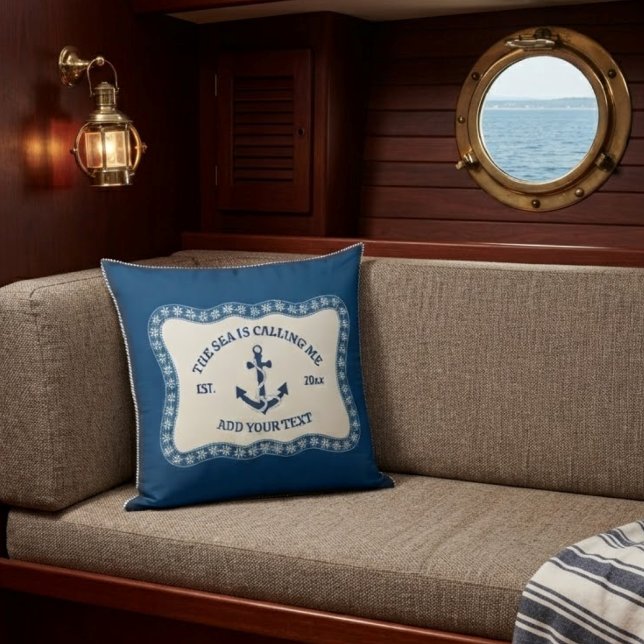 The Sea Is Calling Me Personalized Beach House Throw Pillow (Creator Uploaded)