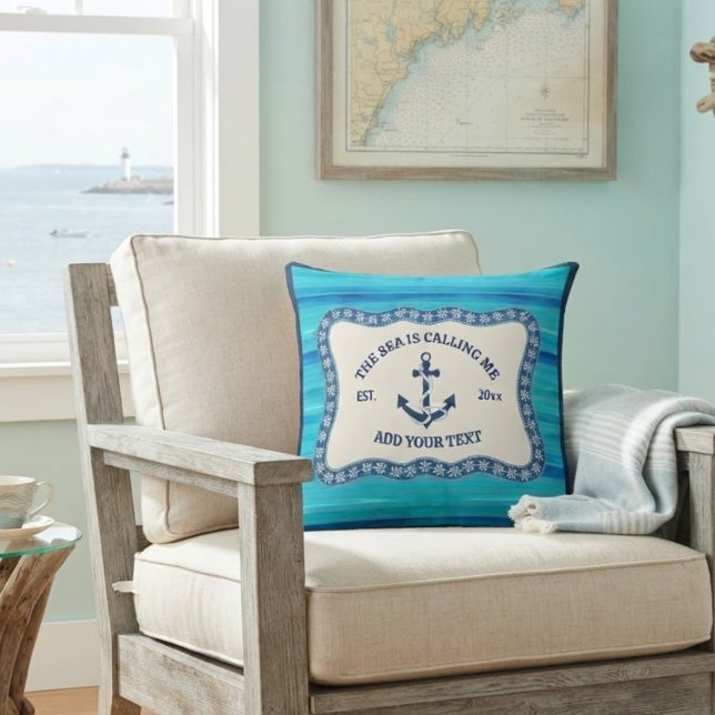 The Sea Is Calling Me Personalized Beach House Throw Pillow (Creator Uploaded)