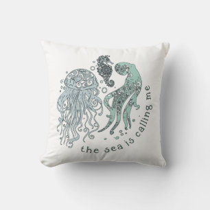 The Sea is Calling Me Throw Pillow