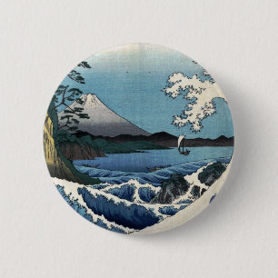 The Sea off Satta in Suruga Province, Hiroshige 2 Inch Round Button