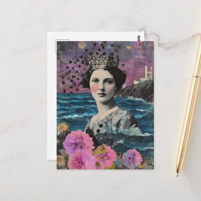 The Sea Queen Vintage Collage Postcard (Front/Back In Situ)