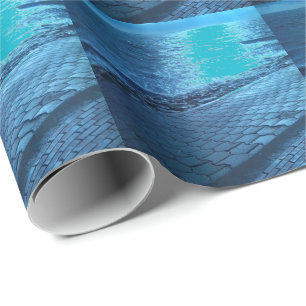 The Sea Shore, Serenity Blue Nature Photo Wrapping Paper