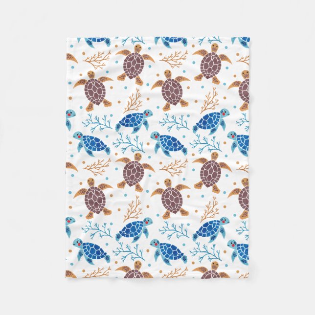 The Sea Turtle Pattern Fleece Blanket (Front)