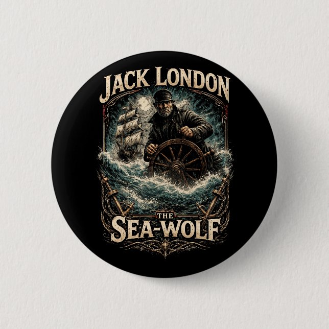The Sea-Wolf 2 Inch Round Button (Front)