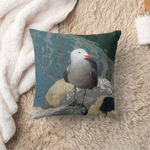 The Seagull Larry Day Ken Gauge Bird Photography Throw Pillow