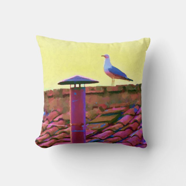The seagull on an Afternoon of Conclave Throw Pillow (Front)