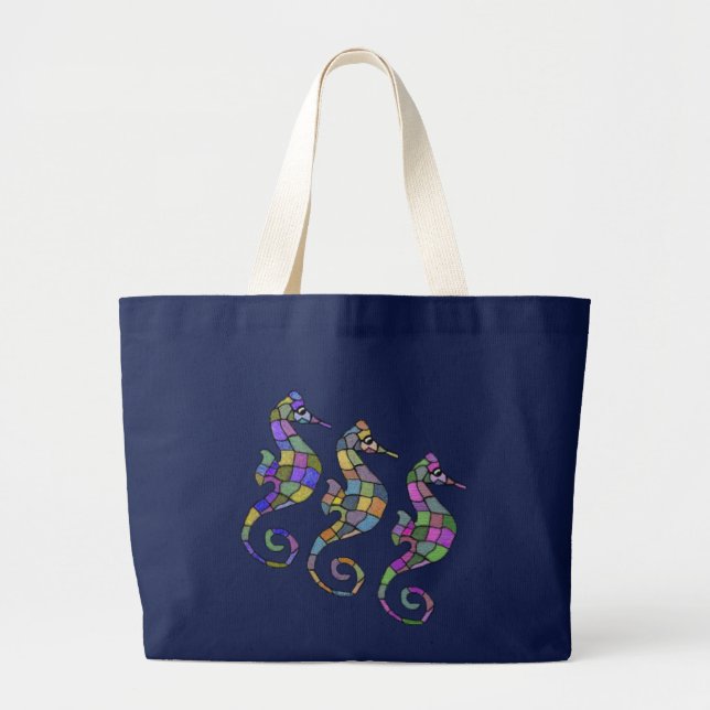 The Seahorse Rainbow Large Tote Bag (Front)