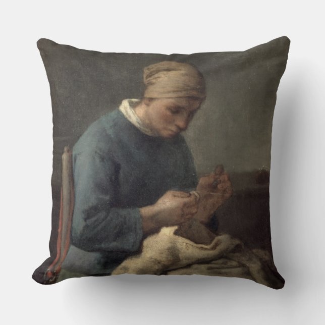 The Seamstress Throw Pillow (Front)
