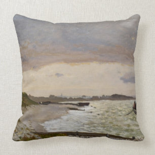 The Seashore at Sainte-Adresse, 1864 Throw Pillow