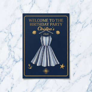 The Seaside Stripes Celebration Birthday Poster