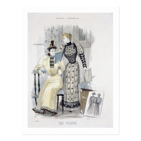 The Season, fashion plate for 'The Queen', Septemb Postcard