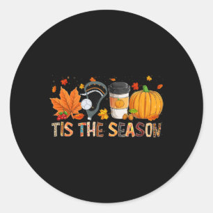The Season Leopard Pumpkin Lacrosse Halloween Fall Classic Round Sticker