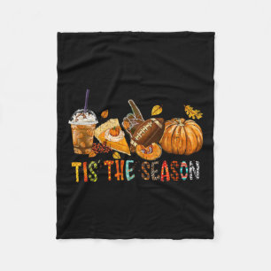 The Season Pumpkin And Spice Football Halloween Fa Fleece Blanket
