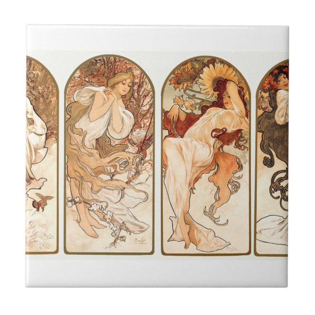 The Seasons Original 1897 By Alphonse Mucha Tile (Front)