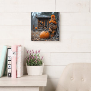The secret forest feast of the squirrel Ai image Square Wall Clock