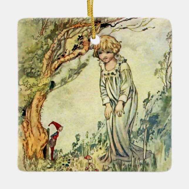 “The Secret Garden” Fairy Art by Charles Robinson Ceramic Ornament (Front)