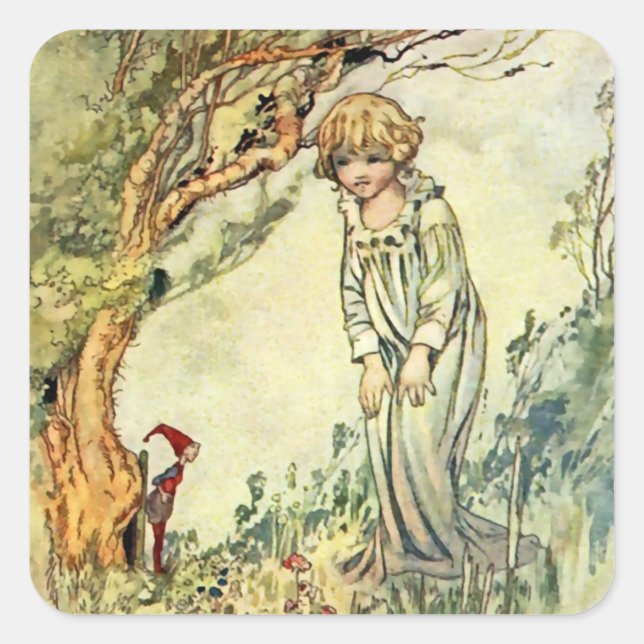 “The Secret Garden” Fairy Art by Charles Robinson Square Sticker (Front)