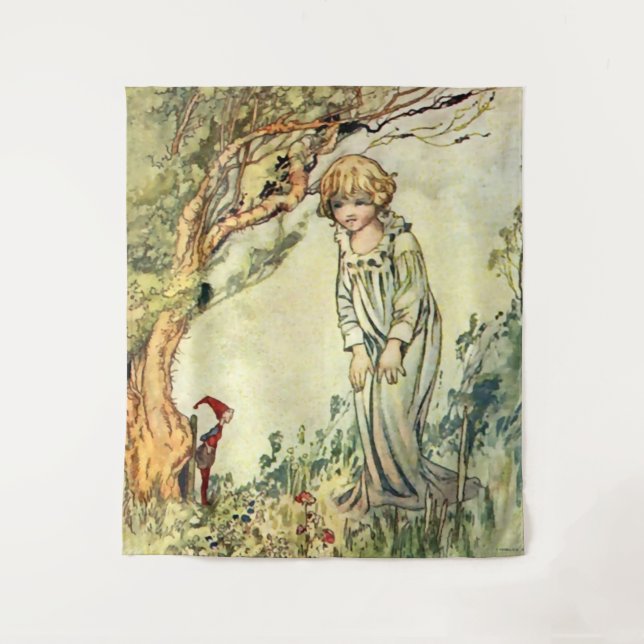 “The Secret Garden” Fairy Art by Charles Robinson Tapestry (Front)