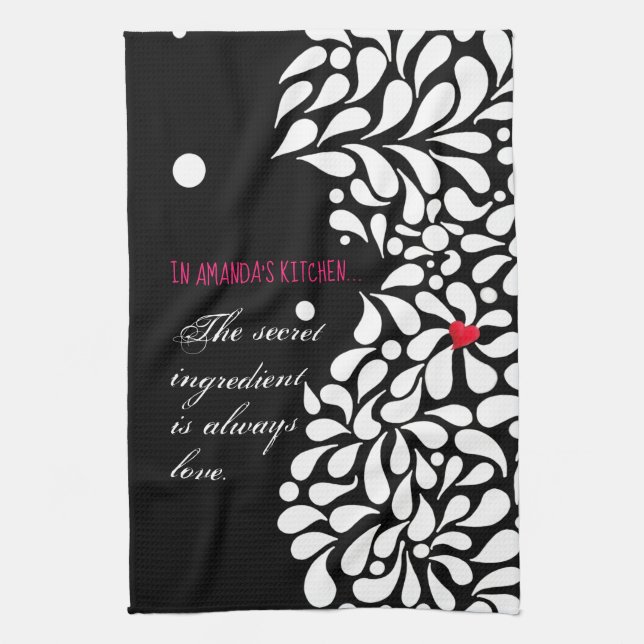The secret ingredient is love personalized kitchen towel (Vertical)