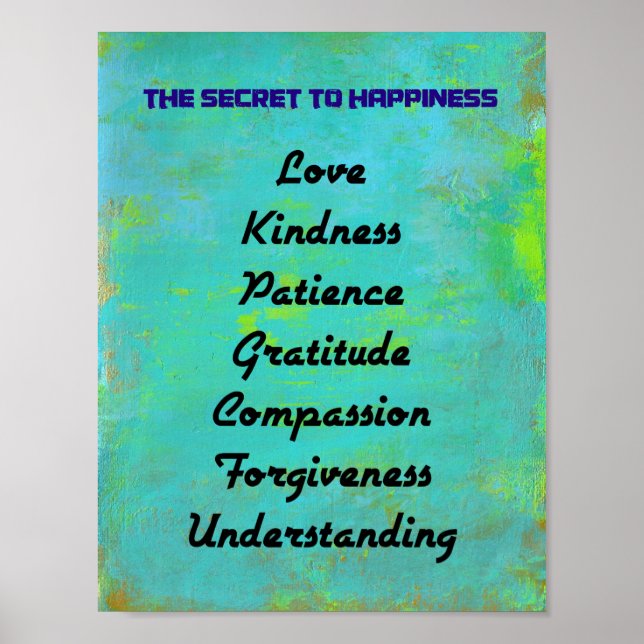 The Secret To Happiness Typography Design Poster (Front)