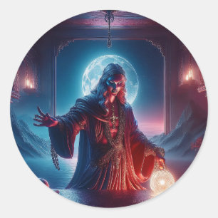 The Seer In His Chambers Consulting The Oracle Classic Round Sticker