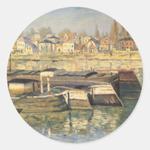 The Seine at Asnieres by Claude Monet Classic Round Sticker