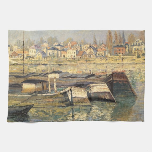 The Seine at Asnieres by Claude Monet Kitchen Towel (Horizontal)