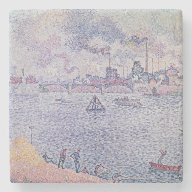 The Seine, Grenelle, 1899 Stone Coaster (Front)