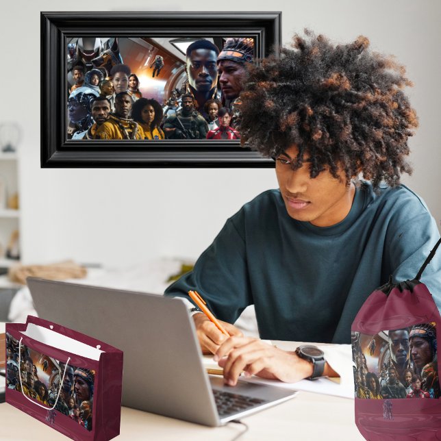 The Sekhmet Crew  Note Card (Get the full "Sekhmet Starship" collection at  https://bit.ly/BlackFutureZazzle)