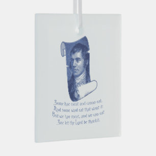The Selkirk Grace Burns Night Supper Prayer Blue Glass Ornament