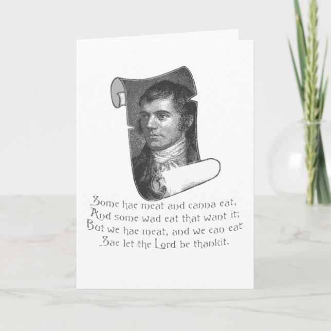 The Selkirk Grace Burns Night Supper Prayer Grey Holiday Card (Front)