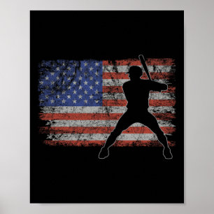 The Sell Usa Flag Retro Cricket Men Sell Poster