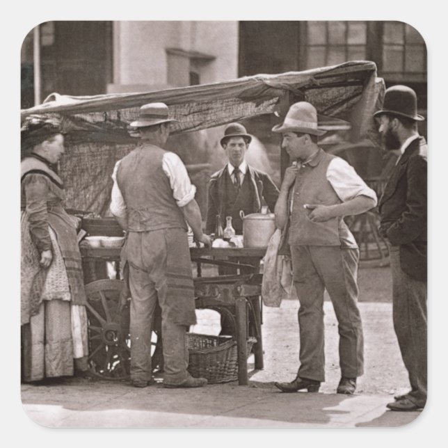 The Seller of Shellfish, from 'Street Life in Lond Square Sticker (Front)