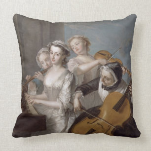 The Sense of Hearing, c.1744-7 (oil on canvas) Throw Pillow