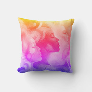 The Serene Faces of Peace on Modern Sophisticated Throw Pillow
