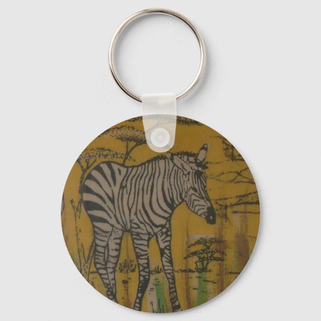 The Serengeti Spirit: Zebra Grazing in the Mara Keychain (Front)
