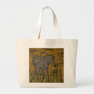 The Serengeti Spirit: Zebra Grazing in the Mara Large Tote Bag